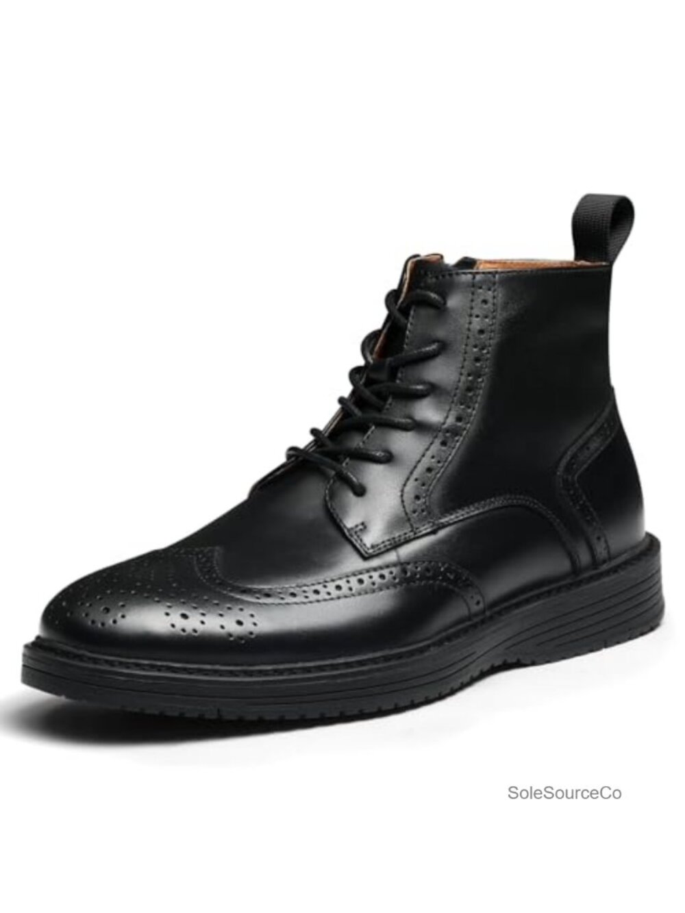 Genuine Leather Men's Brogue Wingtip Oxford Dress Boots Side Zip Chukka Ankle